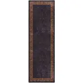 vidaXL Tapis lavable antidérapant 80x300 cm Noir et doré