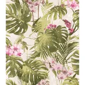 Dutch Wallcoverings Papier peint Paradiso Vert et rose