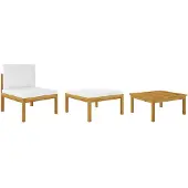 vidaXL Ensemble salon de jardin 3 pièces avec coussins bois acacia & corde