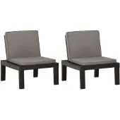 vidaXL Chaises de jardin avec coussins 2 pcs. Plastique gris