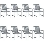 vidaXL Chaises de jardin 8 pcs. Bois massif acacia gris