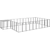 vidaXL Chenil noir 19,36 m² Acier