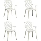 vidaXL Chaises de jardin 4 pcs. Fonte d'aluminium Blanc