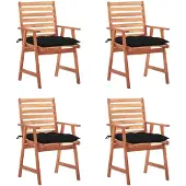 vidaXL Garten-Essstühle 4 Stk. mit Kissen Massivholz Akazie