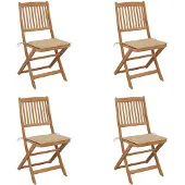 vidaXL Chaises de jardin pliantes 4 pièces avec coussins en bois massif d'acacia