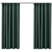 vidaXL Rideaux occultants aspect lin avec crochets 2pcs Vert 140x175cm
