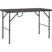 vidaXL Table de jardin pliante brune 120x60x74 cm HDPE aspect rotin