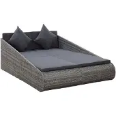 vidaXL Lit de jardin Gris 110x200 cm Poly rotin