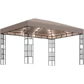 vidaXL Pavillon avec guirlande lumineuse LED 4x3 m Taupe