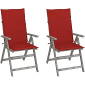 vidaXL Chaises de jardin réglables 2 pcs. avec coussins en bois massif d'acacia