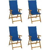 vidaXL Chaise à haut dossier Réglable 4 pièces avec coussins Bois massif Acacia