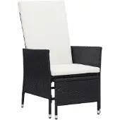 vidaXL Chaise longue de jardin avec coussins Poly rotin noir