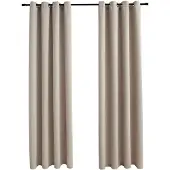 vidaXL Rideaux occultants avec anneaux en métal 2 pcs Beige 140x245 cm