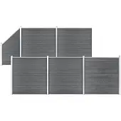 vidaXL Kit de clôture WPC 5 carrés + 1 pente 965x186 cm Gris