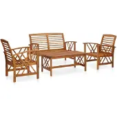 vidaXL Ensemble de salon de jardin 4 pièces en bois massif d'acacia