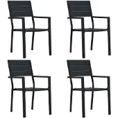 vidaXL Chaises de jardin 4 pcs noir HDPE imitation bois