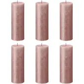 Bolsius Bougies pilier rustiques Shimmer 4 pcs 190x68 mm Rose