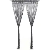vidaXL Rideau en macramé Anthracite 140x240 cm Coton