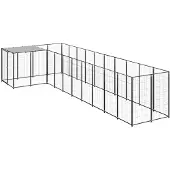 vidaXL Chenil noir 7,26 m² Acier