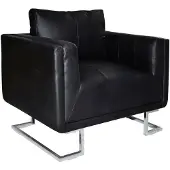 vidaXL Fauteuil cube avec pieds chromés Noir Similicuir