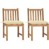 vidaXL Chaises de jardin 2 pcs. avec coussins teck massif