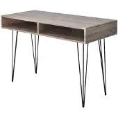 vidaXL Bureau avec 2 compartiments Gris