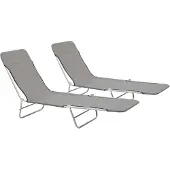 vidaXL Bancs pliants 2 pcs. acier et tissu gris
