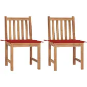 vidaXL Chaises de jardin 2 pcs. avec coussins teck massif