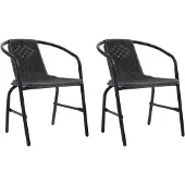 vidaXL Chaises de jardin 2 pcs. Plastique aspect rotin et acier 110 kg