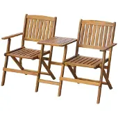 vidaXL Banc de jardin pliable avec table de thé 140 cm en bois massif d'acacia