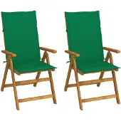 vidaXL Chaises longues de jardin 2 pcs. avec coussins acacia massif