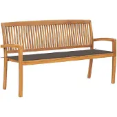 vidaXL Banc de jardin empilable avec support 159 cm bois massif teck