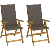 vidaXL Chaises longues de jardin 2 pcs. avec coussins acacia massif