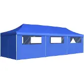 vidaXL Tente de réception pliante Pop-Up avec 8 parois latérales 3 x 9 m bleue