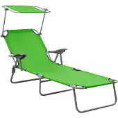 vidaXL Chaise longue avec toit solaire acier vert