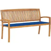 vidaXL Banc de jardin empilable avec support 159 cm bois massif teck