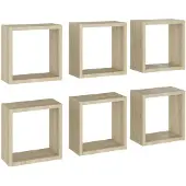 vidaXL Étagères cube murales 6 pcs Chêne sonoma 30x15x30 cm