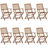 vidaXL Chaises de jardin pliantes 8 pcs. Bois massif acacia