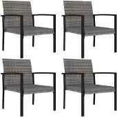 vidaXL Chaises de jardin 4 pcs. Poly rotin gris