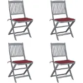 vidaXL Chaises de jardin pliantes 4 pièces avec coussins en bois massif d'acacia
