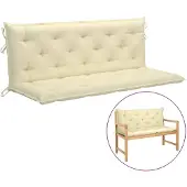 vidaXL Coussin pour banc de jardin blanc crème 150x(50+50)x7 cm tissu Oxford