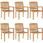 vidaXL Chaises de jardin empilables 6 pcs. Bois massif teck