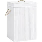 vidaXL Panier à linge avec une seule section bambou blanc