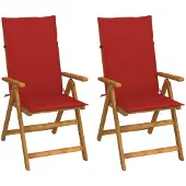 vidaXL Chaises longues de jardin 2 pcs. avec coussins acacia massif