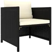 vidaXL Canapé de jardin avec coussins noir Poly rotin