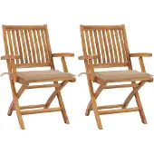 vidaXL Chaises de jardin 2 pcs. avec coussin beige teck massif
