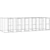 vidaXL Chenil extérieur Acier galvanisé 14,52 m²