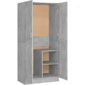 vidaXL Armoire gris béton 82,5x51,5x180 cm Bois composite