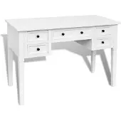 vidaXL Bureau blanc avec 5 tiroirs