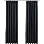 vidaXL Rideaux occultants avec crochets 2 pcs Noir 140x245 cm